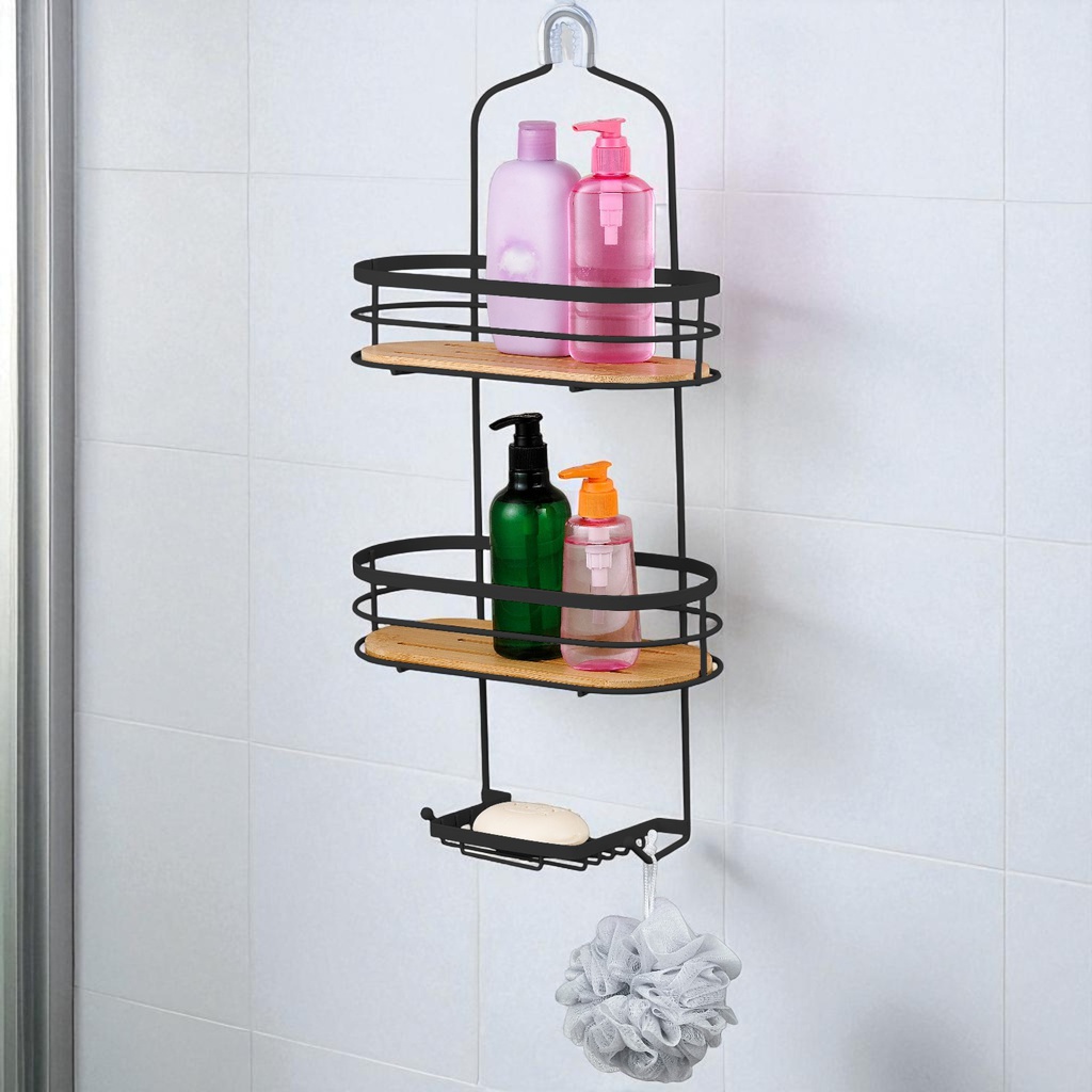 Royal Homes Shower Caddy Bamboo, Black