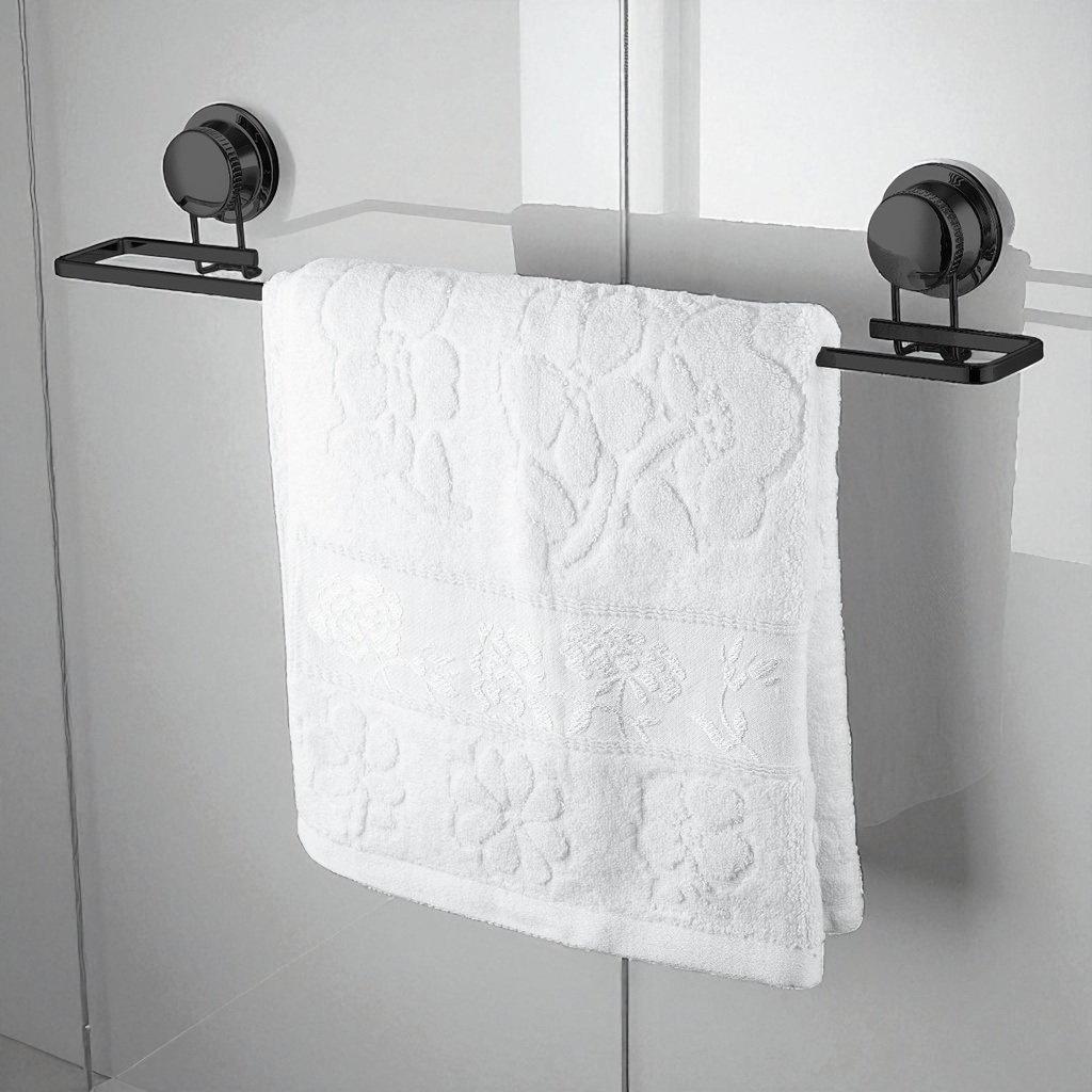 Royal Homes Flat Towel Bar With Super Suction, Black