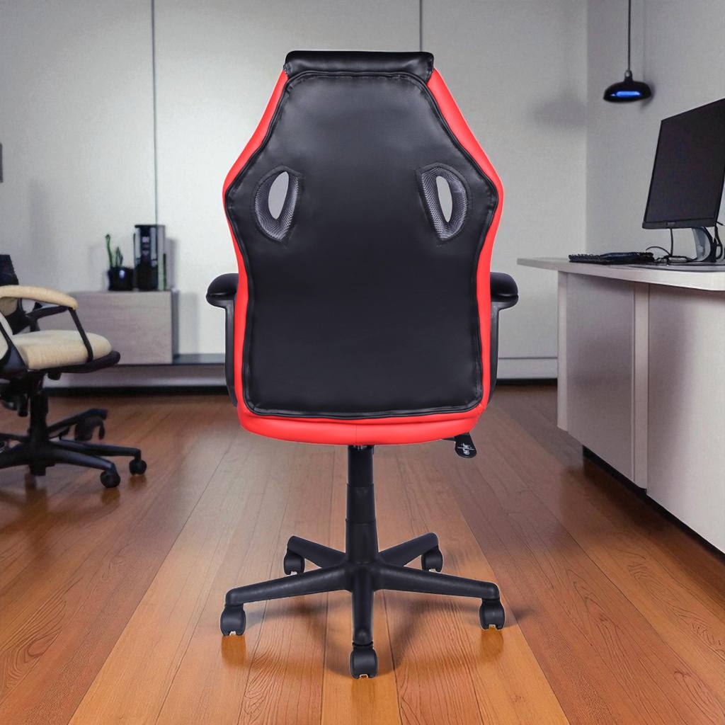 Mobel Executive Gaming Chair, Padded Arms, Black/Red/Grey (Weight Limit 220lb)