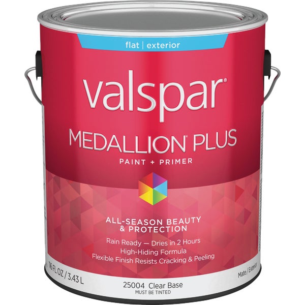 ****Valspar Medallion Plus Premium Paint &amp; Primer Flat Exterior Paint, Clear Base, 1 Gal.