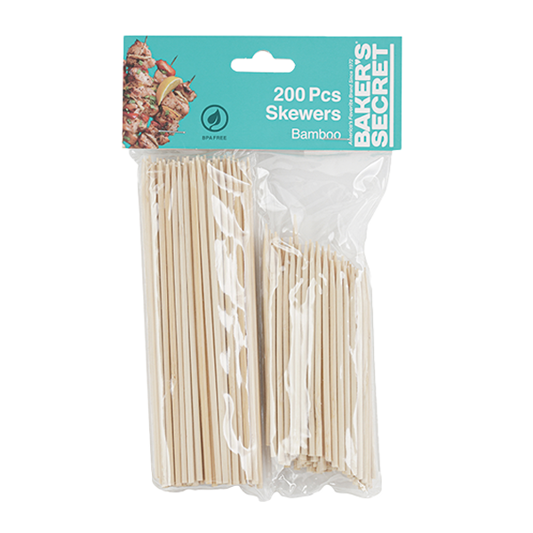 Baker's Secret 200pc Bamboo Skewer Set, (10cm-100pc + 15cm-100pc)