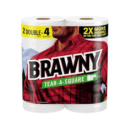Brawny Tear-a-Square 2-Ply Paper Towels 100-Sheet/ Roll 2 Roll Pk. White