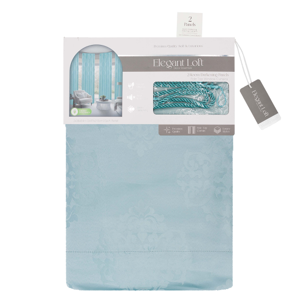 Valvina Jacquard Room-Darkening Curtains 38 x 84 In. Mineral x2