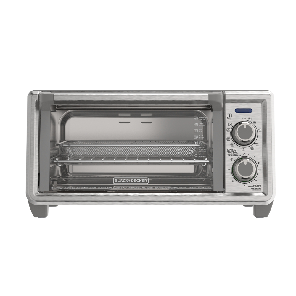 Black &amp; Decker 4-Slice Air Fryer Toaster Oven, Stainless Steel - Dark Grey
