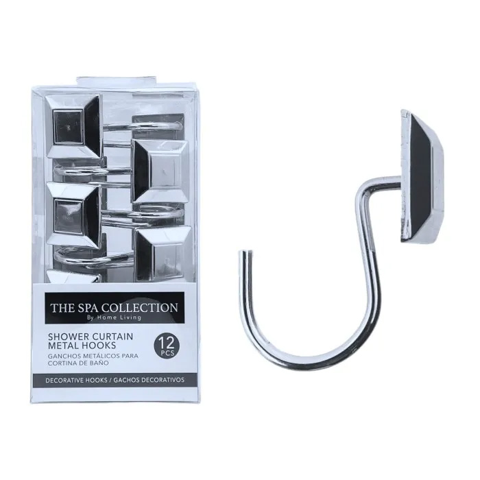 Spa Collection Metal Shower Curtain Hooks, Chrome
