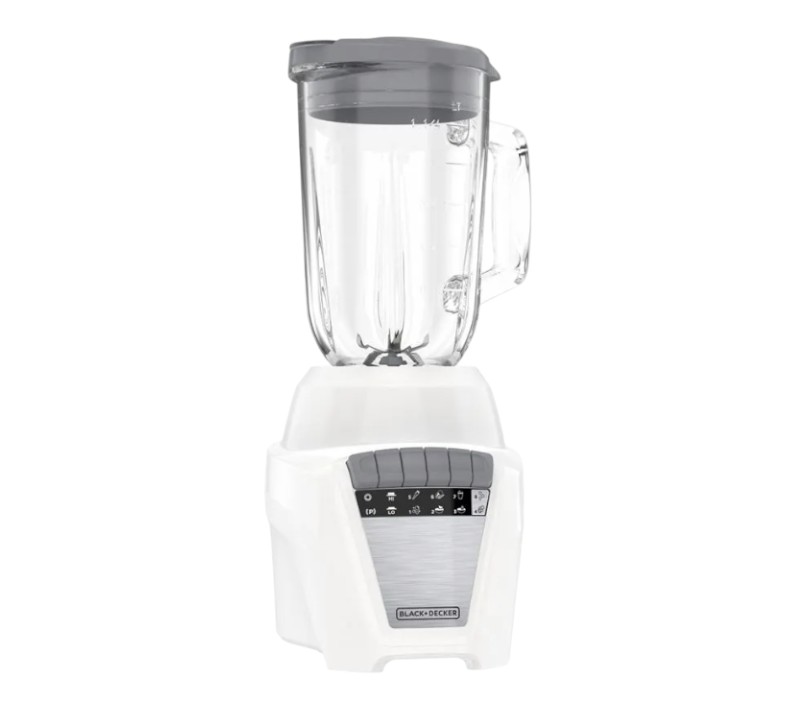 Black &amp; Decker Ice Crush 8-Speed + Pulse Blender Glass and Plastic Jar, White