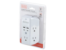 [973-BDE9720045] Black &amp; Decker 5-Outlet Extender with Night Light, 2 USB-A, 2 USB-C