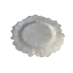 [704-05314] Decore Plastic Charger Plate with Pearlized Finish, White