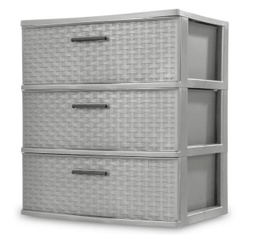 [25306A01 / 25306A01F / 1060045] Sterilite Weave 3-Drawer Storage Unit, Cement