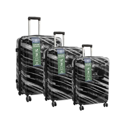 [078-1424671] Royal County of Berkshire 3pc Luggage Set 20/ 24/ 28 In. Black/ Grey