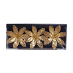 [831-AMX028-24107G] ****Miro Christmas Flower 13x3cm Gold (3-pc Set)